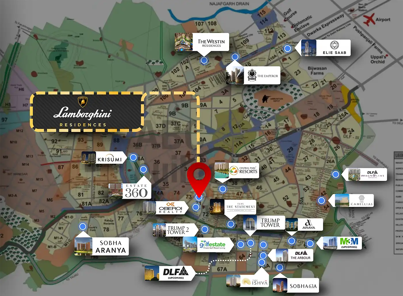 Location of Signature Global Lamborghini Residences